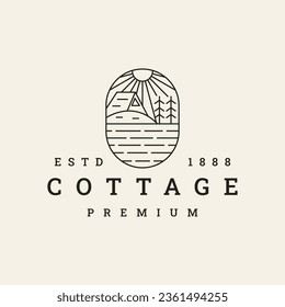 Cottage logo vector icon illustration hipster vintage retro