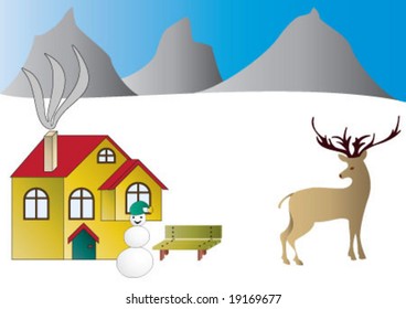 Cottage on the land near the mountains