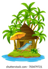 Cottage on private island illustration