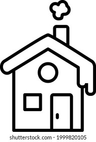 Cottage Outline Vector Icon Design
