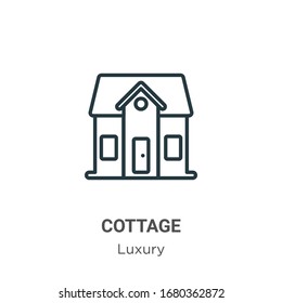 Cottage outline vector icon. Thin line black cottage icon, flat vector simple element illustration from editable luxury concept isolated stroke on white background