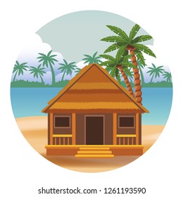 cottage and palm tree