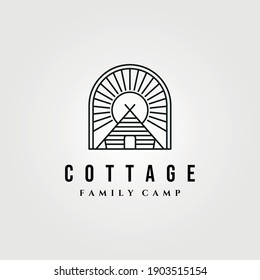 cottage retro logo vintage vector with sunburst symbol illustration design