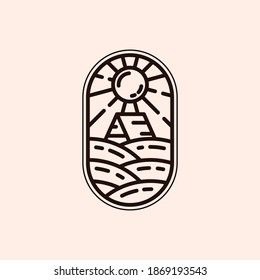 Logotipo de arte de línea simple de cabaña Diseño de iluminación, Logotipo de Resort Minimalista