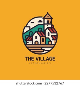 cottage simple logo design template. village logo vector illustration design. travel vacation city attraction logo