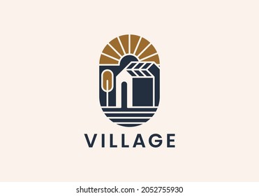 Cottage Simple Logo. Village Logo Vector Illustration Design
