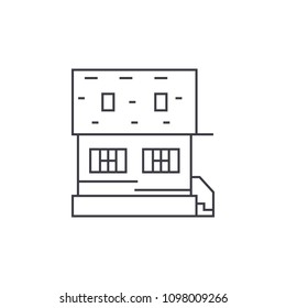 Cottage thin line icon concept. Cottage linear vector sign, symbol, illustration.