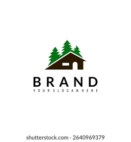 cottage or tree house logo in flat design style