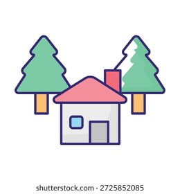 Icono del Vector de la cabaña que puede modificar o editar fácilmente

