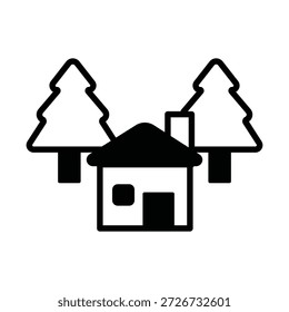 Icono del Vector de la cabaña que puede modificar o editar fácilmente

