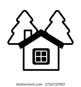 Icono del Vector de la cabaña que puede modificar o editar fácilmente

