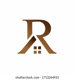cottage vector logo, letter R logo design