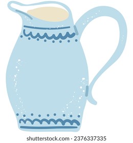 Cottagecore Aesthetic Teapot. Hand drawn cartoon vintage kitchen tool. Retro coffee or tea pot, kettle decorative ceramic. Householding element. Cozy cute hygge vector illustration isolated on white