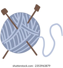 Cottagecore Cozy Yarn. Cartoon hand drawing icon. Vector illustration isolated on white 