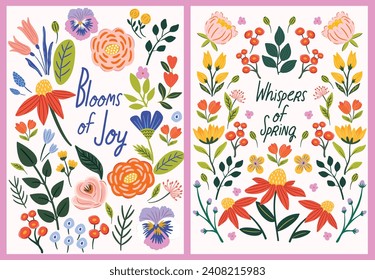 Cottagecore inspired abstract Floral Artprints with inspirational spring quotes. Perfect for posters, wall art, postcards, greeting cards. 