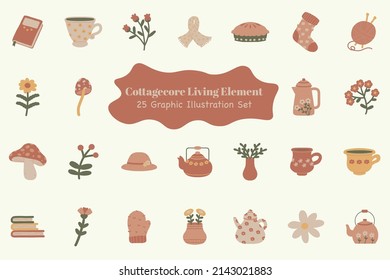 Cottagecore Living Element Illustration Set