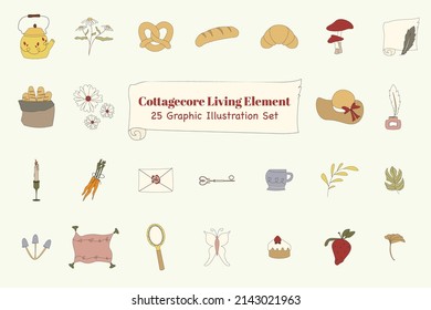 Cottagecore Living Element Illustration Set