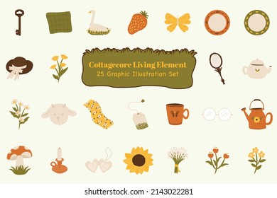 Cottagecore Living Element Illustration Set