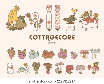 Cottagecore Scandinavian Aesthetic Element Pastel Color Illustration 