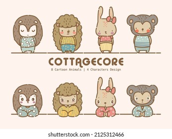 Cottagecore Scandinavian Aesthetic Element Pastel Color Illustration 