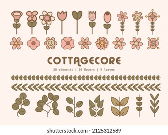 Cottagecore Scandinavian Aesthetic Element Pastel Color Illustration 