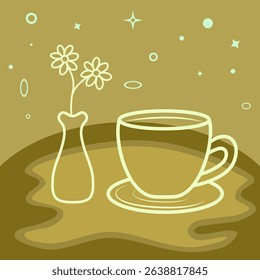 Cottagecore Theme Style Cup of Coffee Template
