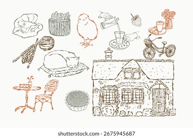 Cottagecore conjunto temático Acolhedor Campo Home
