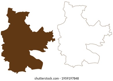 Cottbus city (Federal Republic of Germany, Urban district, State of Brandenburg) map vector illustration, scribble sketch Stadt Cottbus map