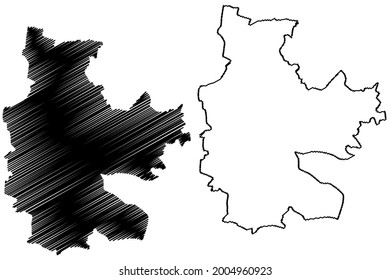 Cottbus city (Federal Republic of Germany, Urban district, State of Brandenburg) map vector illustration, scribble sketch Stadt Cottbus map