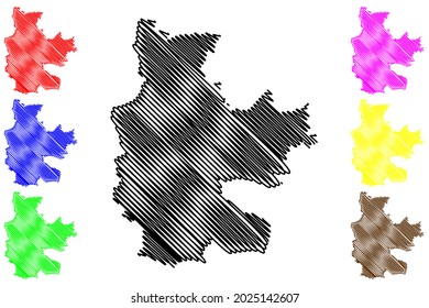 Cottbus city (Federal Republic of Germany, Urban district, State of Brandenburg) map vector illustration, scribble sketch Stadt Cottbus map