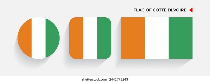Cotte Dlvoire Flags arranged in round, square and rectangular shapes