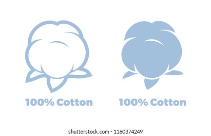 Cotton 100 percent vector logo for textile clothing label of natural organic bio cotton