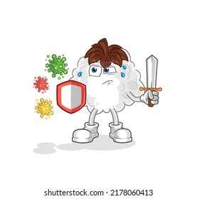 the cotton against viruses cartoon. cartoon mascot vector