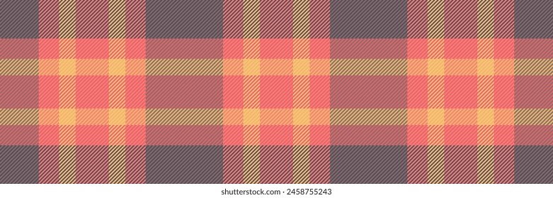 Cotton background pattern seamless, slim tartan fabric textile. Sheet vector texture plaid check in pastel and light coral colors.