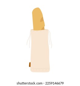 Cotton bag for bakery products. Zero waste products, eco friendly sack vector illustration