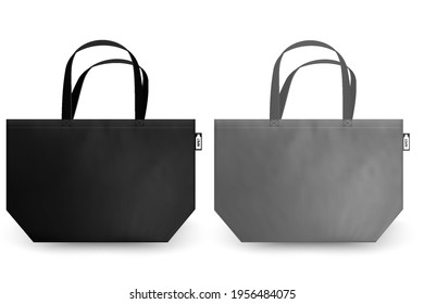 Cotton bags, RPET realistic corporate identity mock-up items template transparent background. Vector illustration isolated.