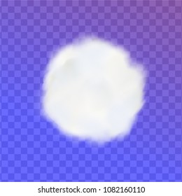 Cotton Ball Pom Or Round Soft White Cloud Isolated On Transparent Background. Vector Illustration.