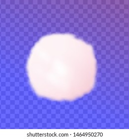 Cotton Ball Pom Or Round Soft Pink Cloud Isolated On Transparent Background. Vector Illustration.