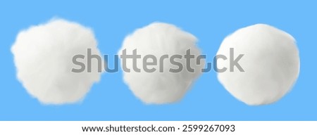 Cotton ball pom or round soft white cloud isolated on transparent background. Vector illustration