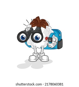 the cotton with binoculars character. cartoon mascot vector