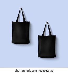 Cotton black textile bag holding mockup