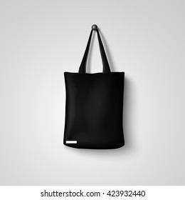 Cotton black textile bag holding mockup