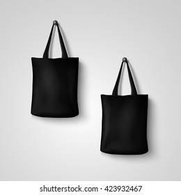 Cotton black textile bag holding mockup