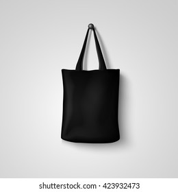 Cotton black textile bag holding mockup