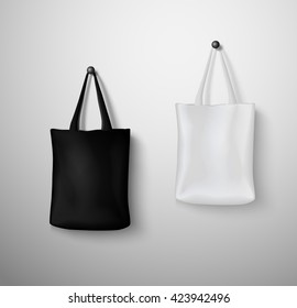 Cotton black textile bag holding mockup