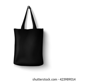 Cotton black textile bag holding mockup