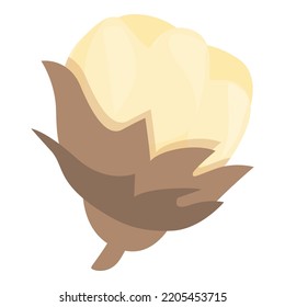 Cotton-Boll-Symbol-Cartoon-Vektorgrafik. Bio-Pflanze. Naturtextilien