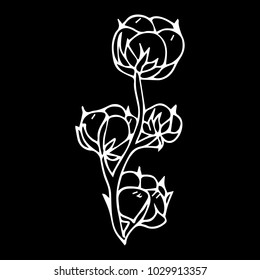 Cotton branch vector illustration. Doodle style. Design, print, logo, decor, textile, paper