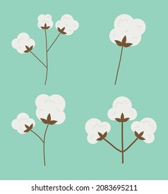 cotton branches icon set design