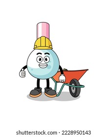 cotton bud cartoon as a contractor , character design